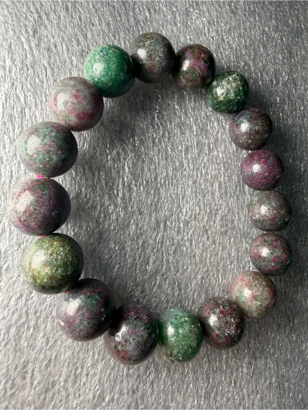 Stunning 12MM Ruby Fuchsite Natural Crystal Bracelet